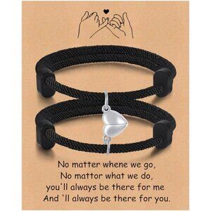 Couples Matching Heart Puzzle Bracelets Adjustable Rope Jewelry Gift